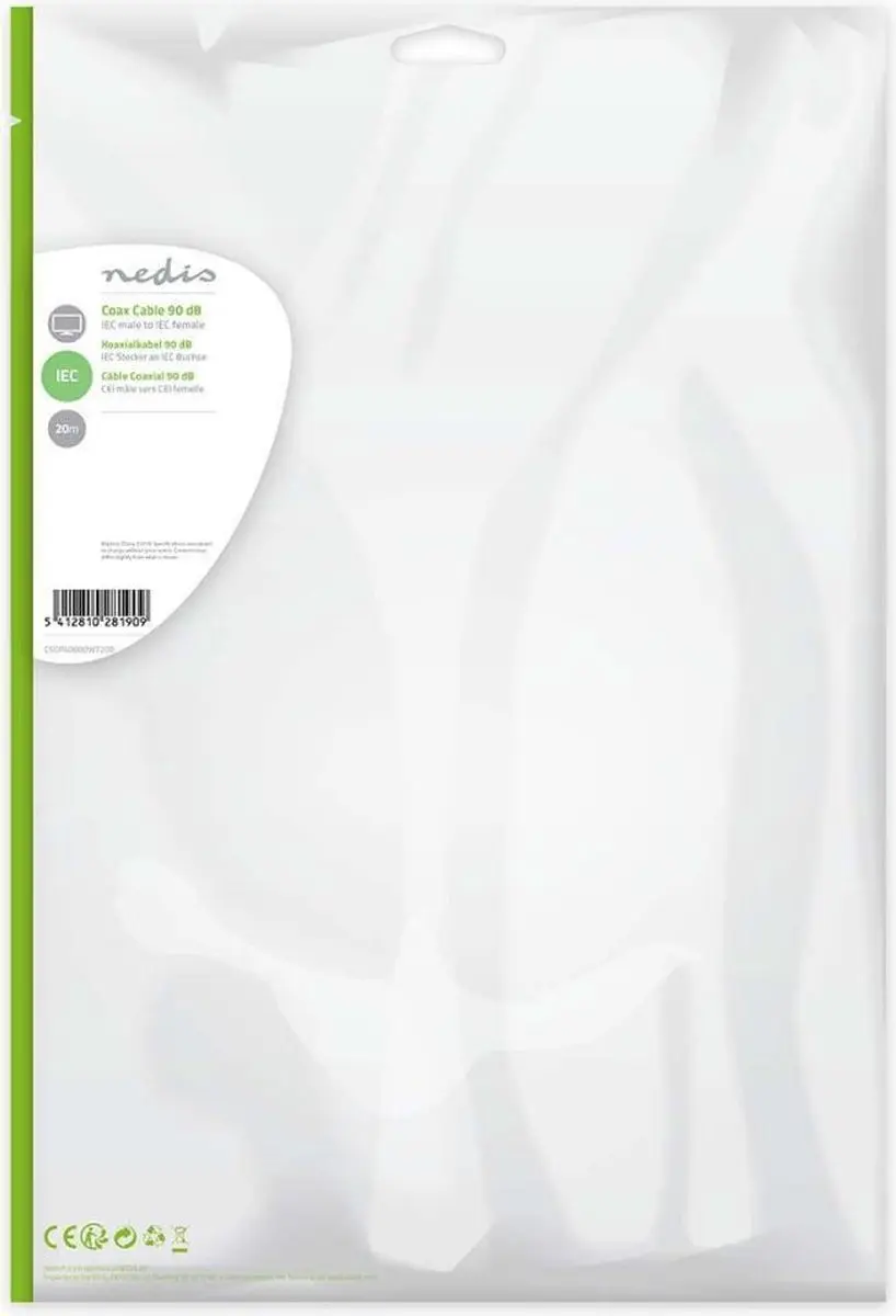 Nedis Coaxkabel IEC Male-Female 20m - 75 Ohm - Wit - afbeelding 6 van 6