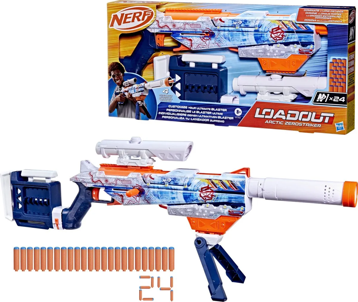 Nerf Loadout Arctic Zerostriker G1763 - 24 N1-darts - Wit