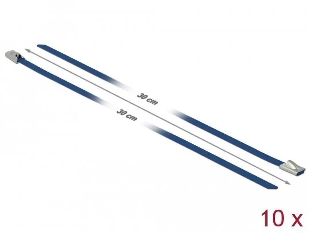 Delock Roestvrijstalen Kabelbinders 300x4,6mm - Blauw - 10 Stuks