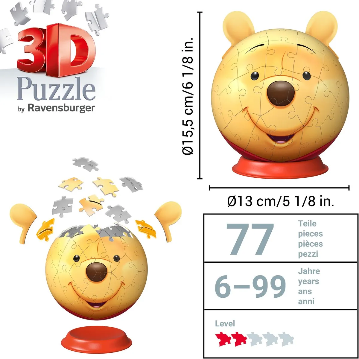 Ravensburger Disney Winnie de Pooh 3D Puzzle-Ball 77 Stuks - MPN 120080701