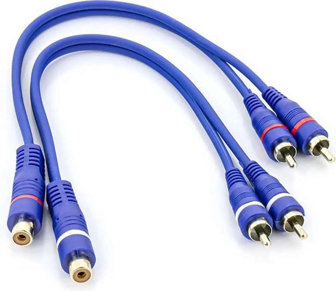 Caliber Tulp Splitter RCA Kabel - 2x Male 1x Female Blauw