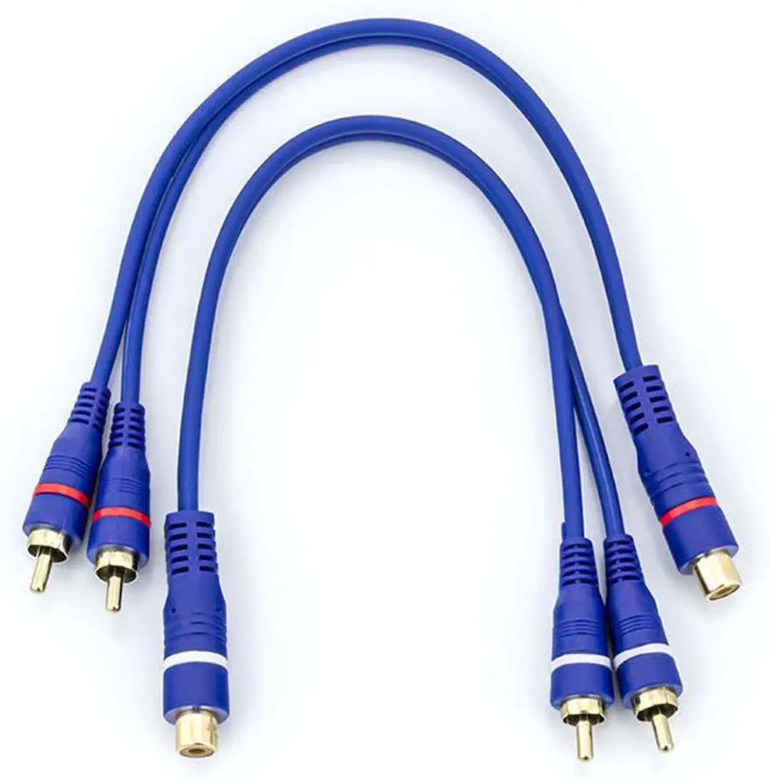 Caliber Tulp Splitter RCA Kabel - 2x Male 1x Female Blauw