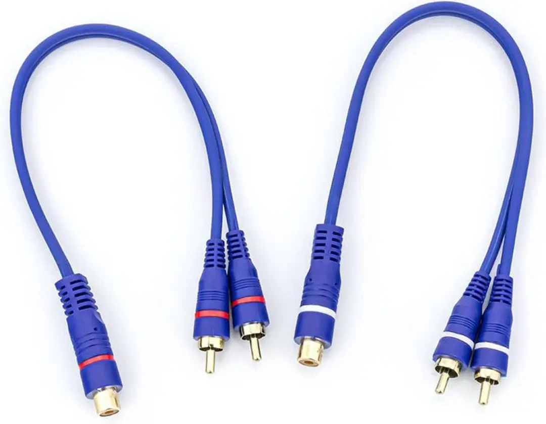 Caliber Tulp Splitter RCA Kabel - 2x Male 1x Female Blauw