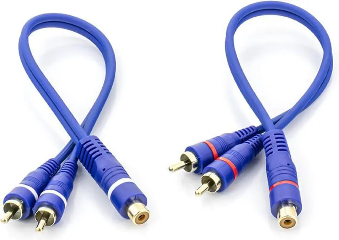 Caliber Tulp Splitter RCA Kabel - 2x Male 1x Female Blauw - afbeelding 6 van 6