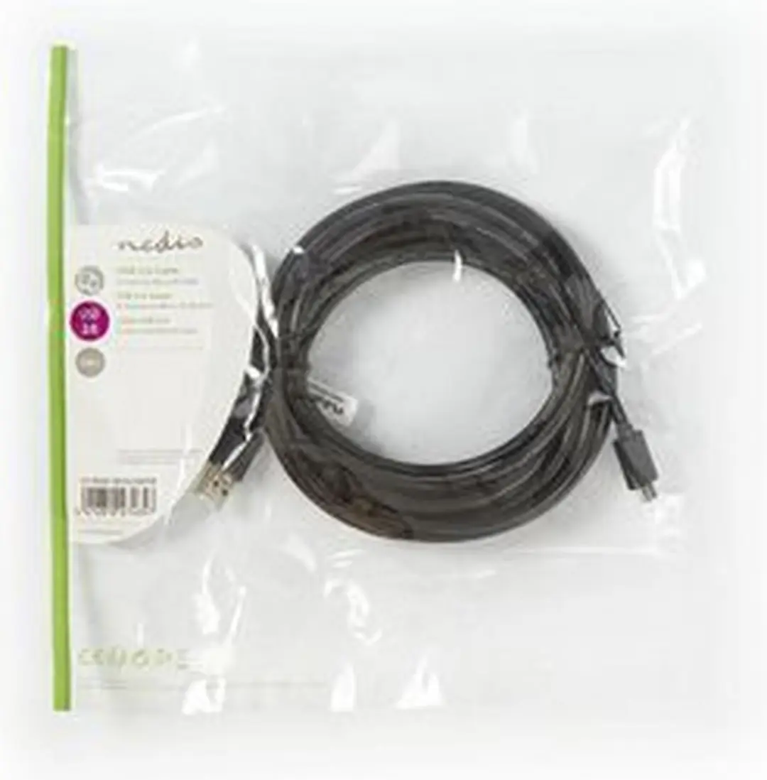 Nedis USB 2.0 Kabel A-MicroB 5m - 9W 480Mbps - Zwart - afbeelding 6 van 6