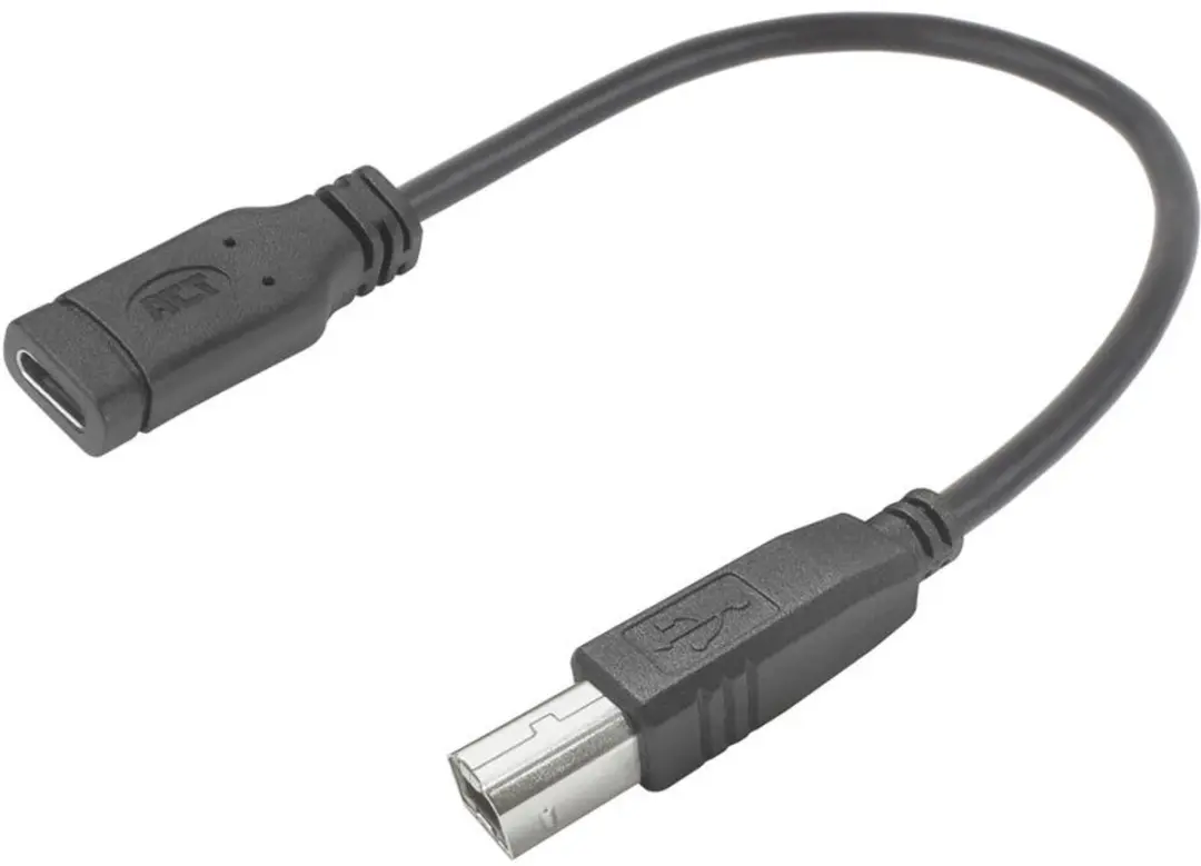 ACT AC7462 USB Type-C naar USB-B 2.0 Printerkabel 0,2m - Zwart