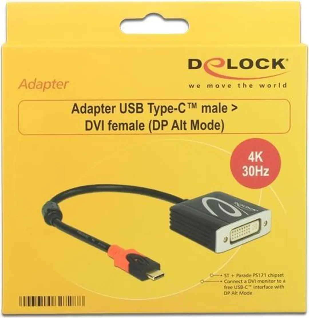 Delock USB-C naar DVI Adapter DP Alt Mode DLCK-62728 - Zwart