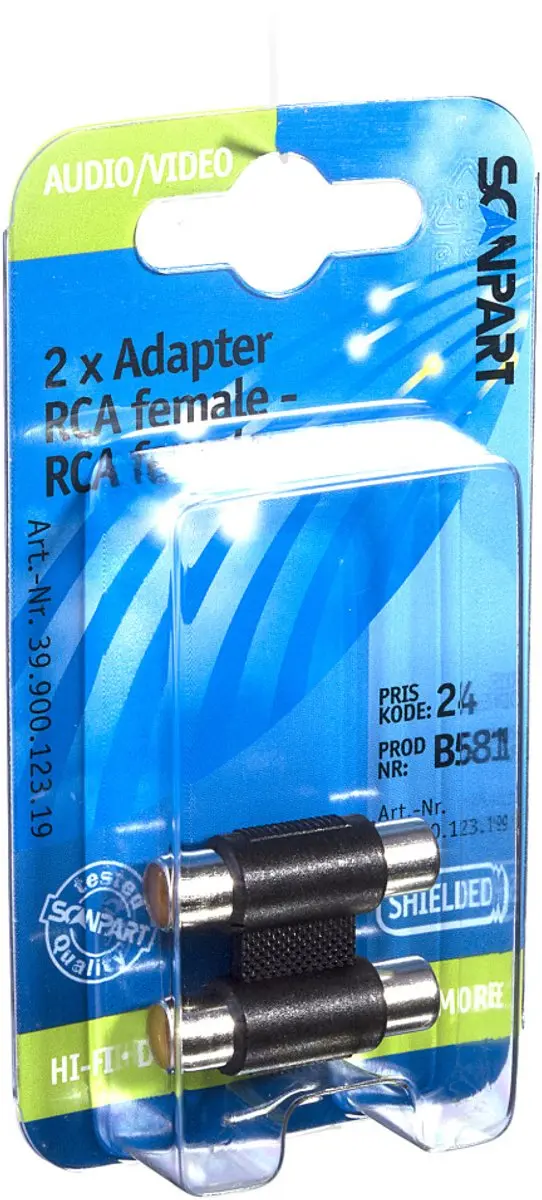 Scanpart Audio Adapter 2x RCA naar 2x RCA - Zwart - afbeelding 6 van 6