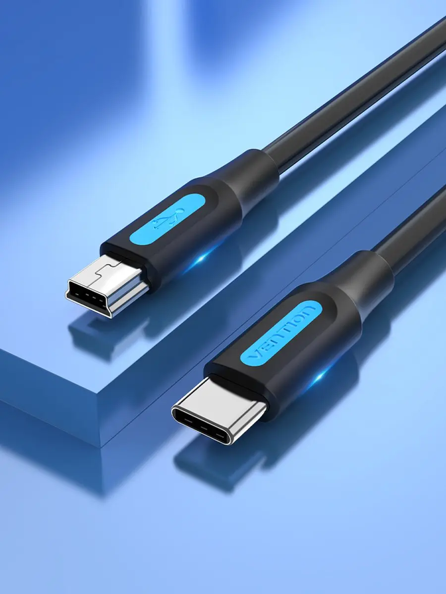 Vention COWBD USB-kabel USB 2.0 Mini-USB B naar USB C - 0,5m - Zwart