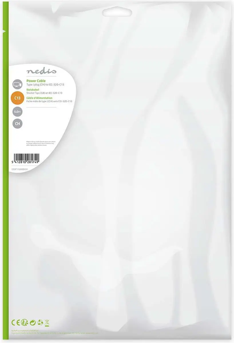 Nedis CEGP11200BK50 Stroomkabel C13 - 5m - Zwart