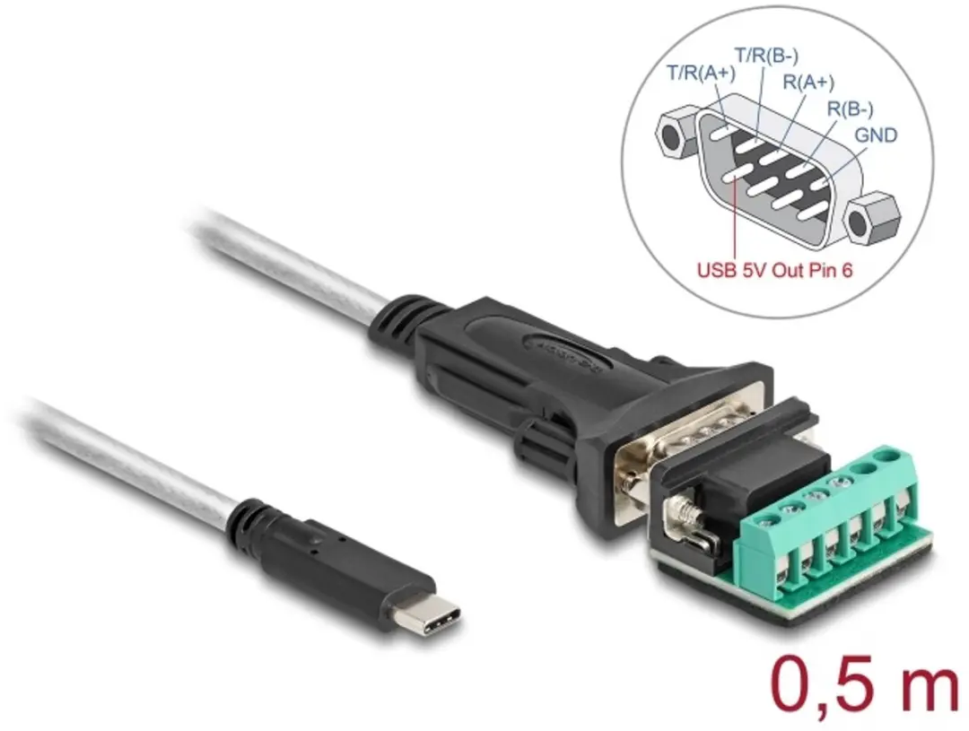 Delock USB-C naar RS-422/485 Adapter 6-pins