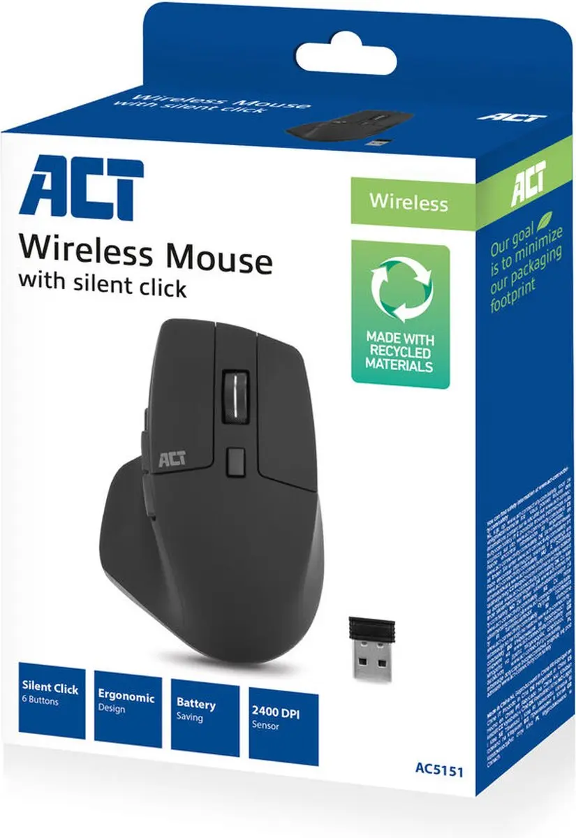 ACT AC5151 Draadloze Muis 2400 DPI - Zwart