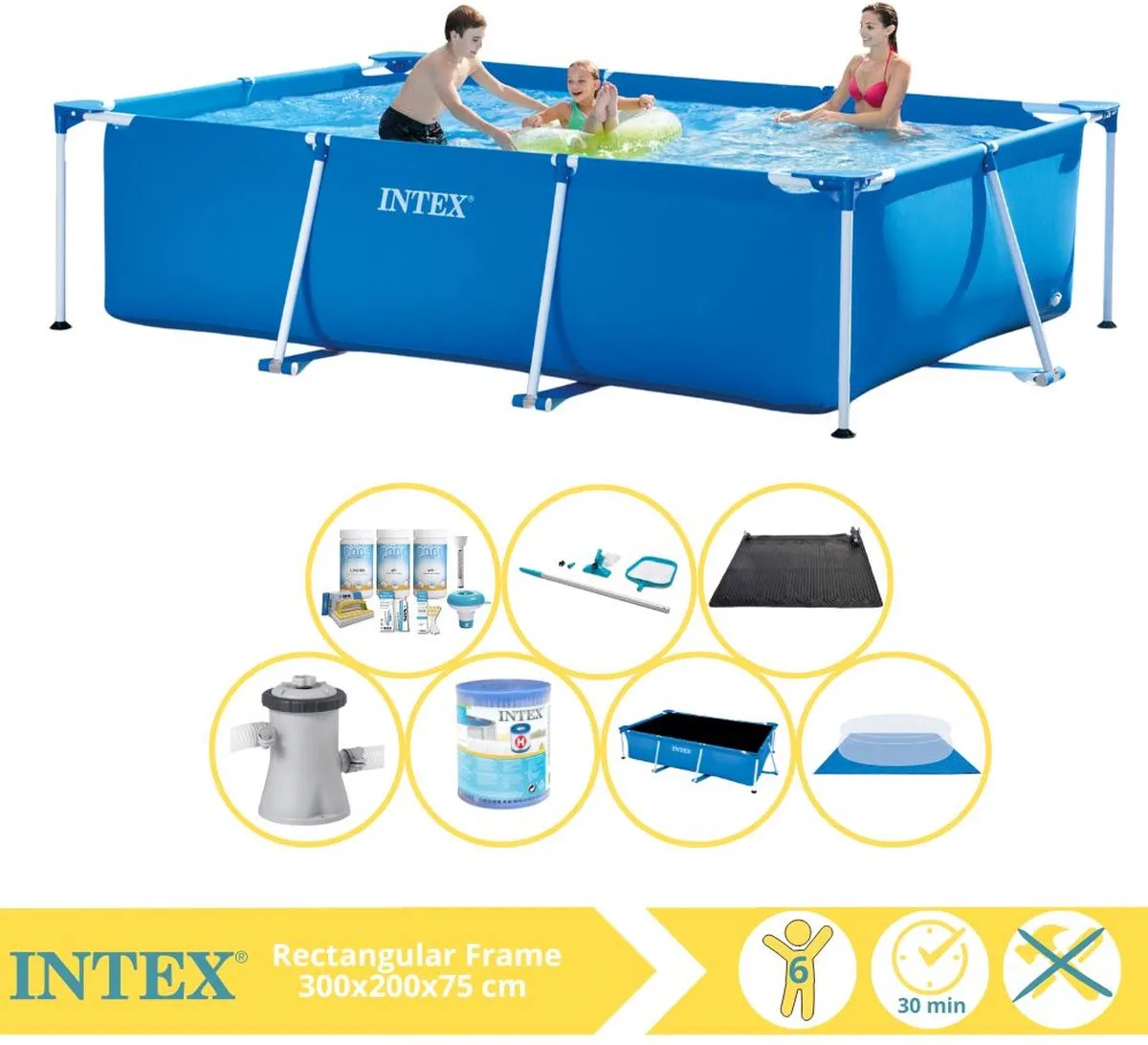 Intex Rectangular Frame 28272NP Opzetzwembad 300x200x75cm
