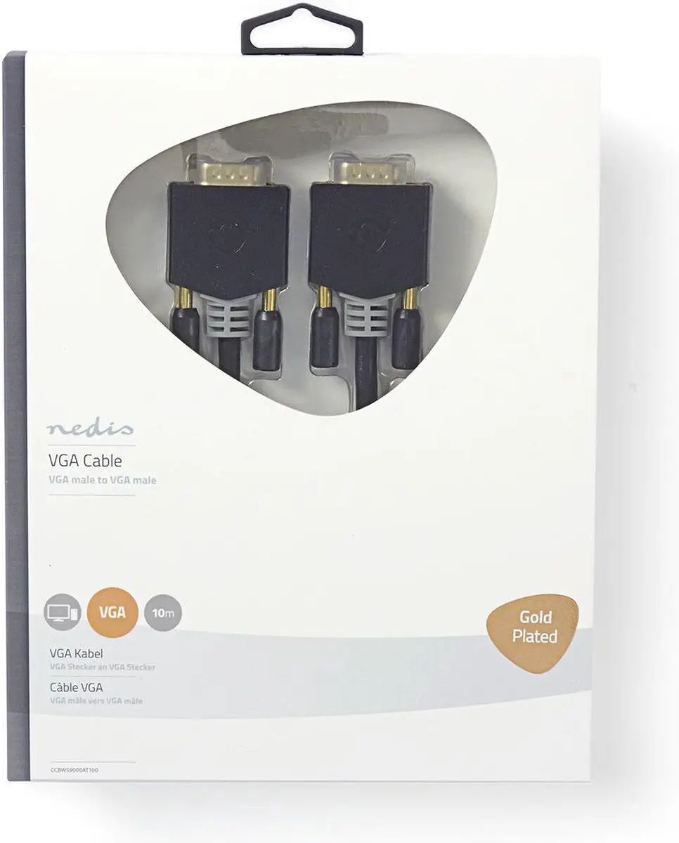 Nedis VGA Kabel CCBW59000AT100 - 10m - Verguld - Antraciet