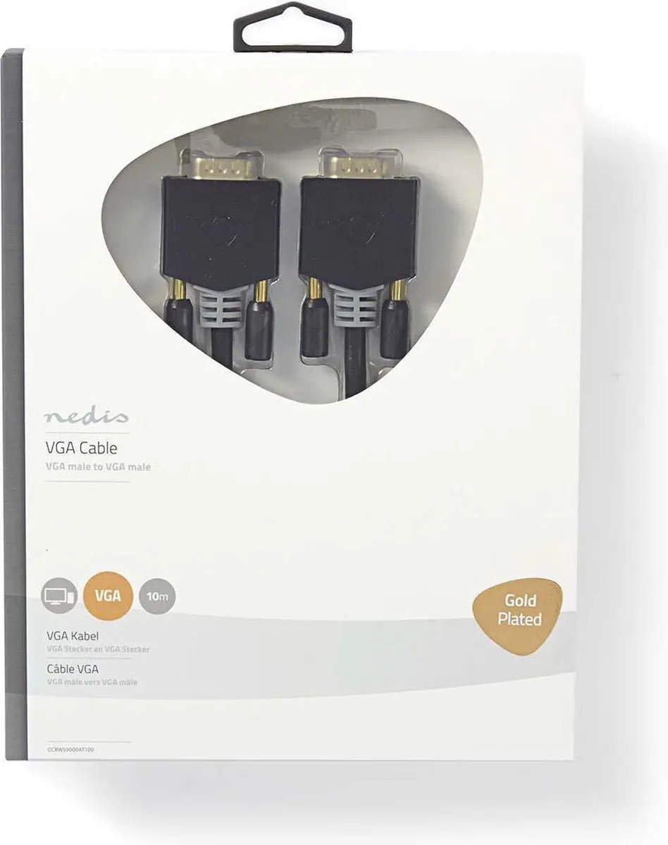 Nedis VGA Kabel CCBW59000AT100 - 10m - Verguld - Antraciet - afbeelding 6 van 6
