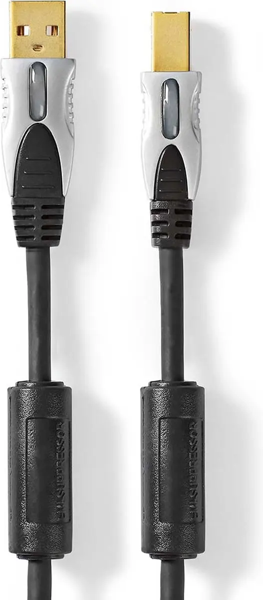 Nedis USB 2.0 Kabel USB-A naar USB-B 5m - Verguld - Antraciet