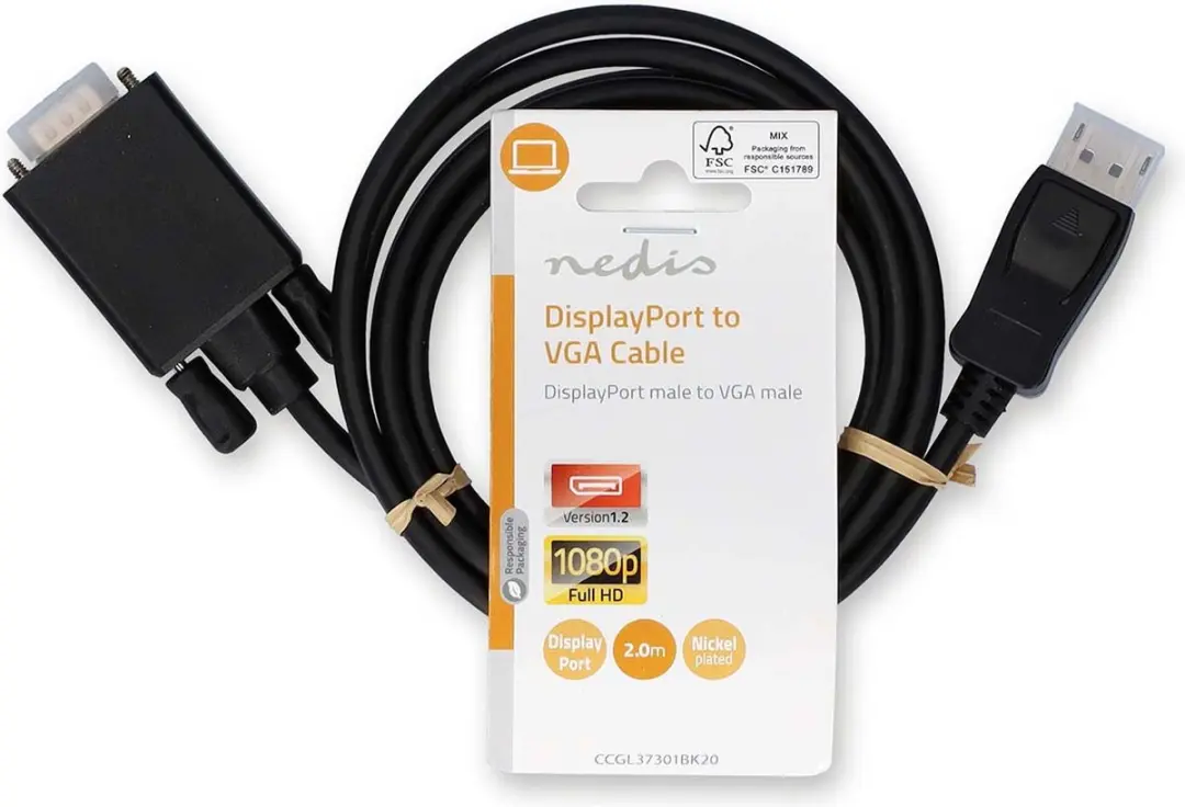 Nedis VGA-Kabel DisplayPort naar VGA - 2m - Zwart