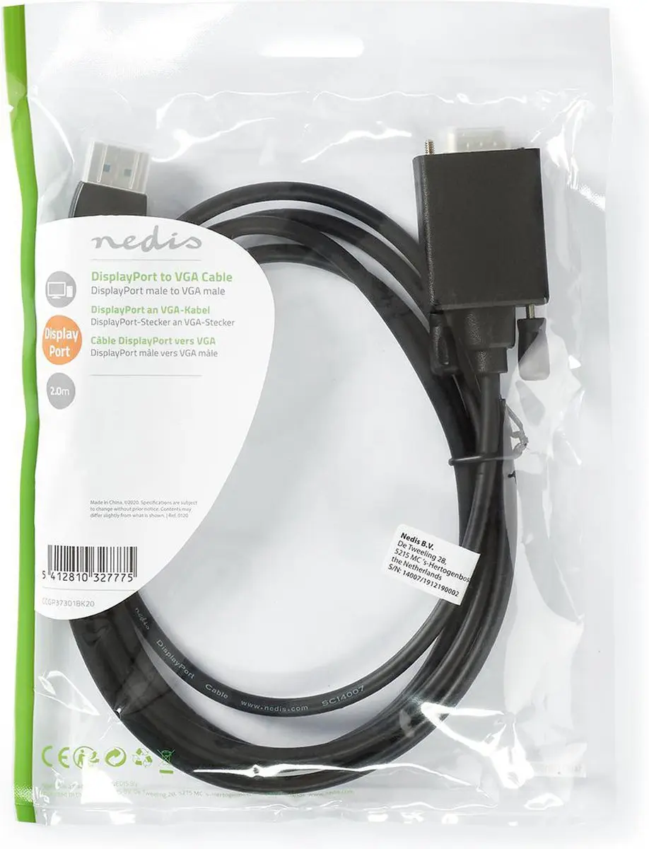 Nedis VGA-Kabel DisplayPort naar VGA - 2m - Zwart