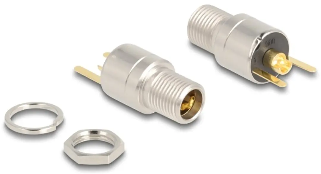 Delock DC 5.5x2.5mm Female Bulkhead Soldeerconnector - 20V/15A - Zilver