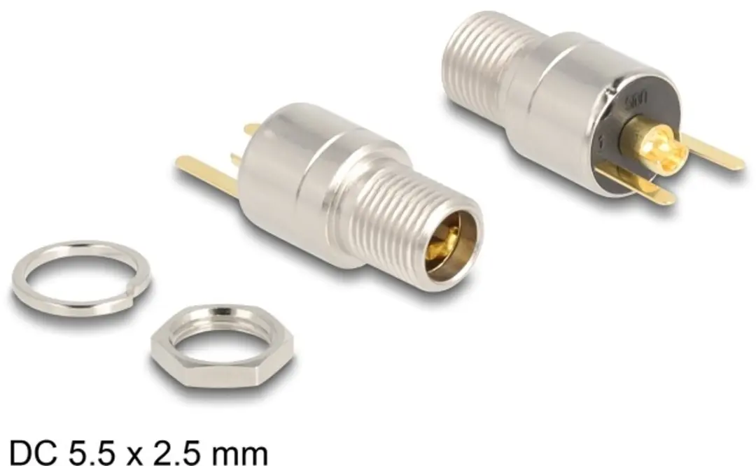 Delock DC 5.5x2.5mm Female Bulkhead Soldeerconnector