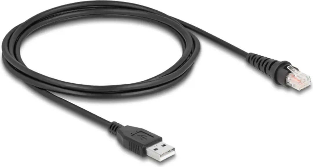 Delock RJ50 naar USB 2.0 Barcode Scanner Kabel 2m - Zwart