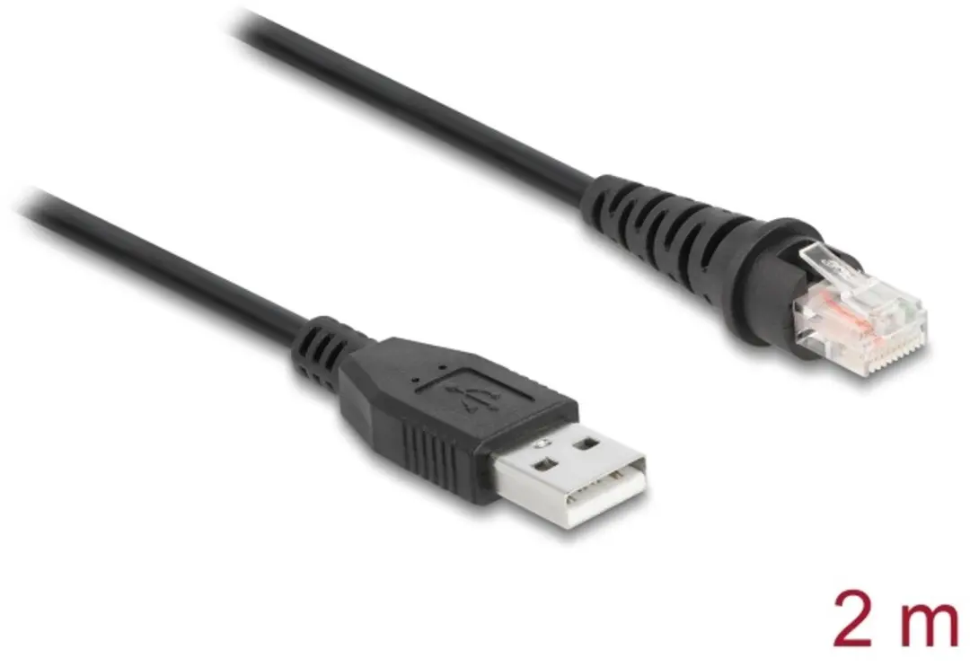 Delock RJ50 naar USB 2.0 Barcode Scanner Kabel 2m