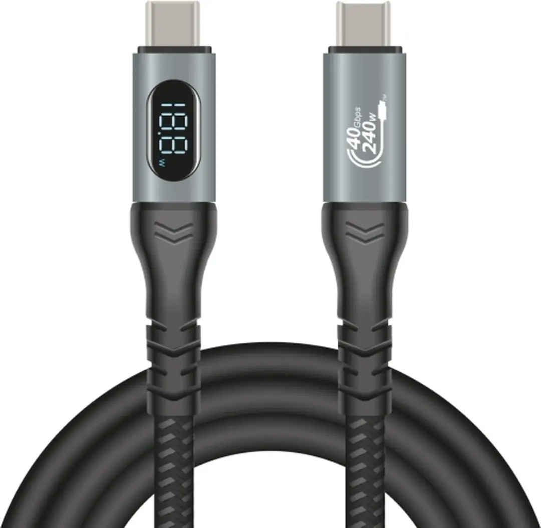 Delock USB 40Gbps Coax Kabel 1m - 8K 60Hz - USB PD 3.1 240W - Zwart