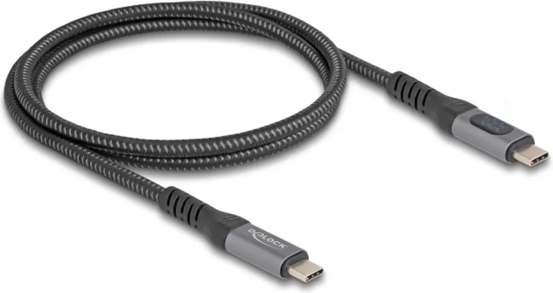 Delock USB 40Gbps Coax Kabel 1m - 8K 60Hz - USB PD 3.1 240W - Zwart
