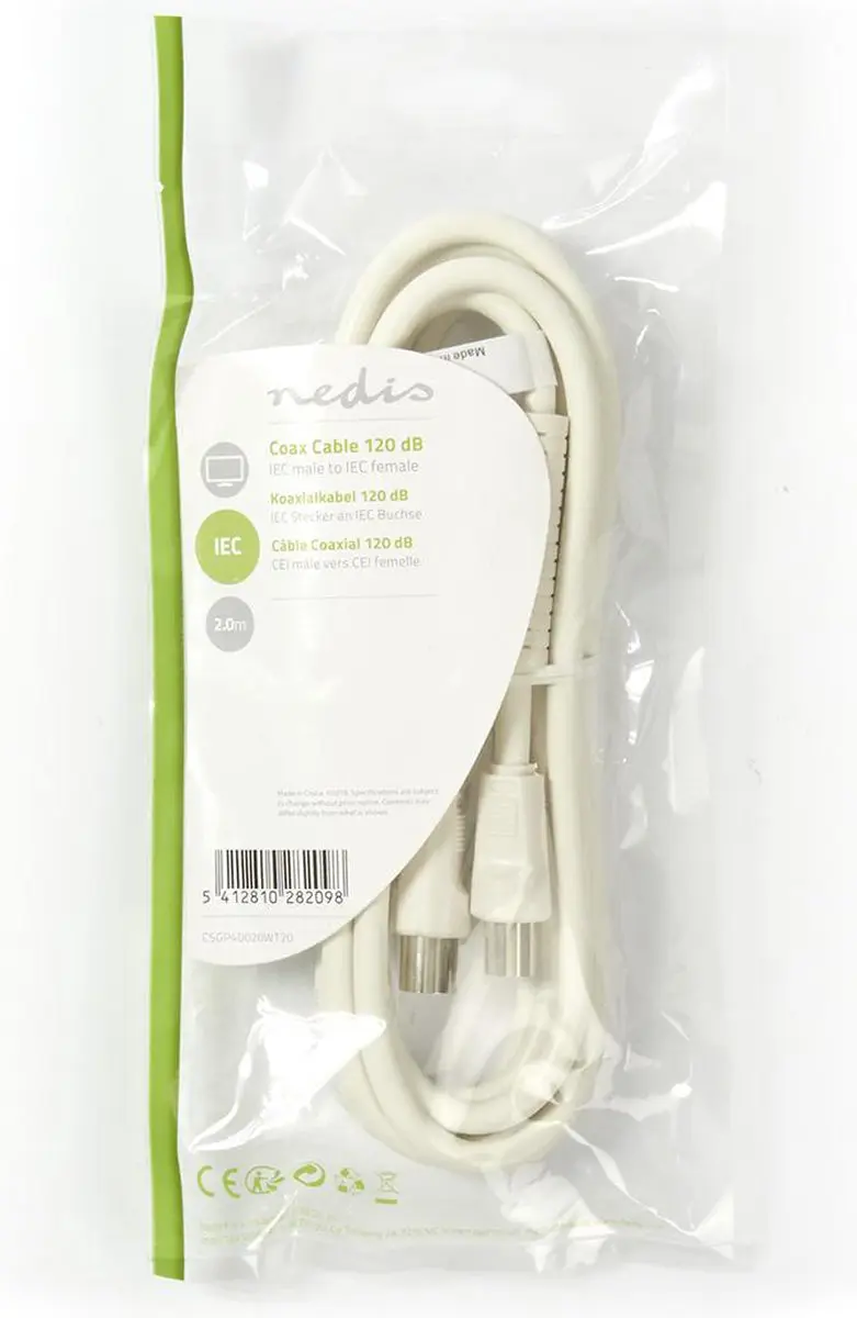 Nedis Coaxkabel CSGL40020WT20 - 2m - Wit
