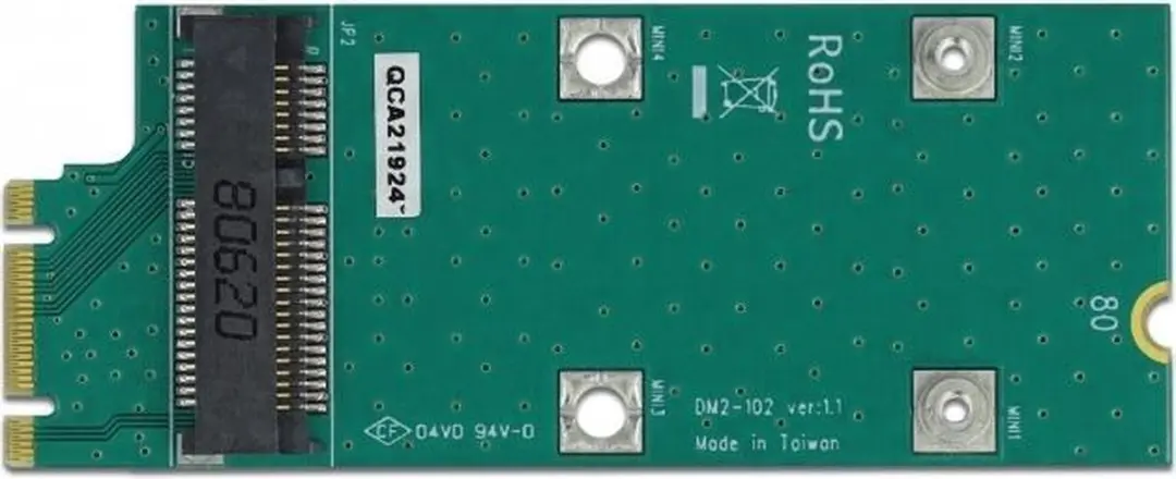 Delock M.2 Key B+M naar Mini PCIe Adapter - Groen