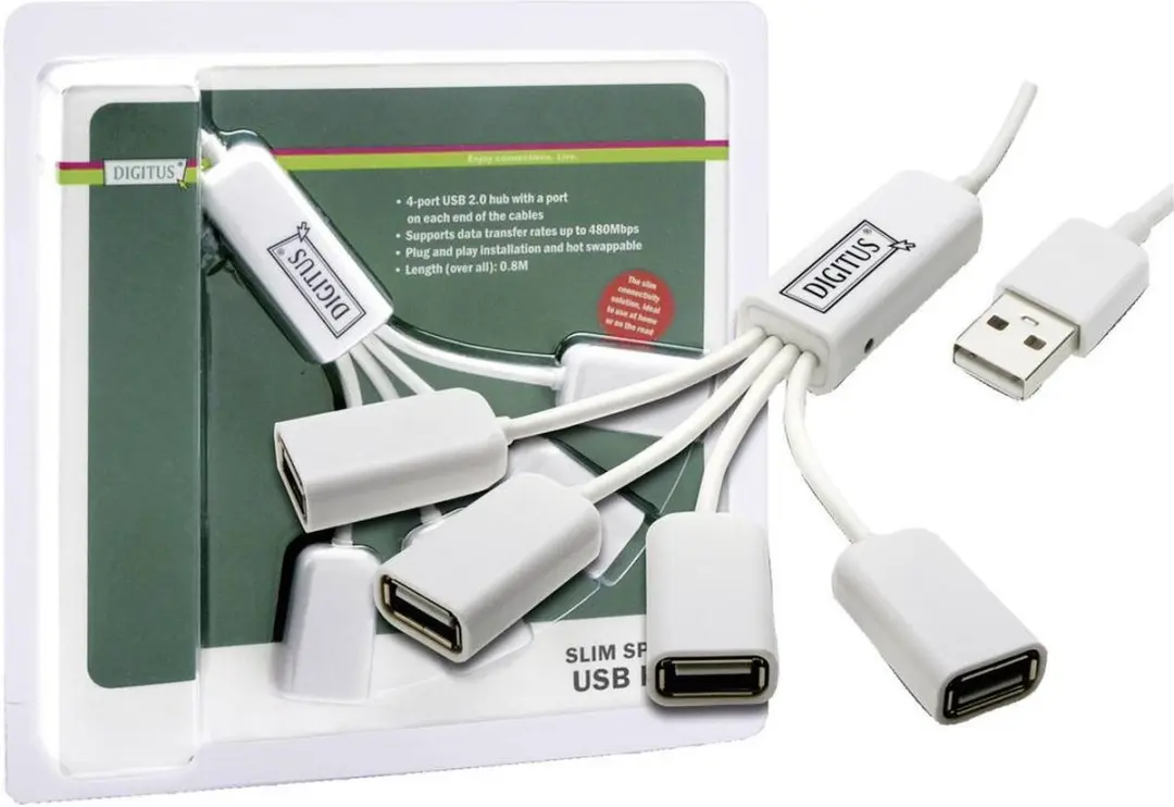 Digitus Slim Spider USB-Hub DA-70216 - 4 Poorten - Wit