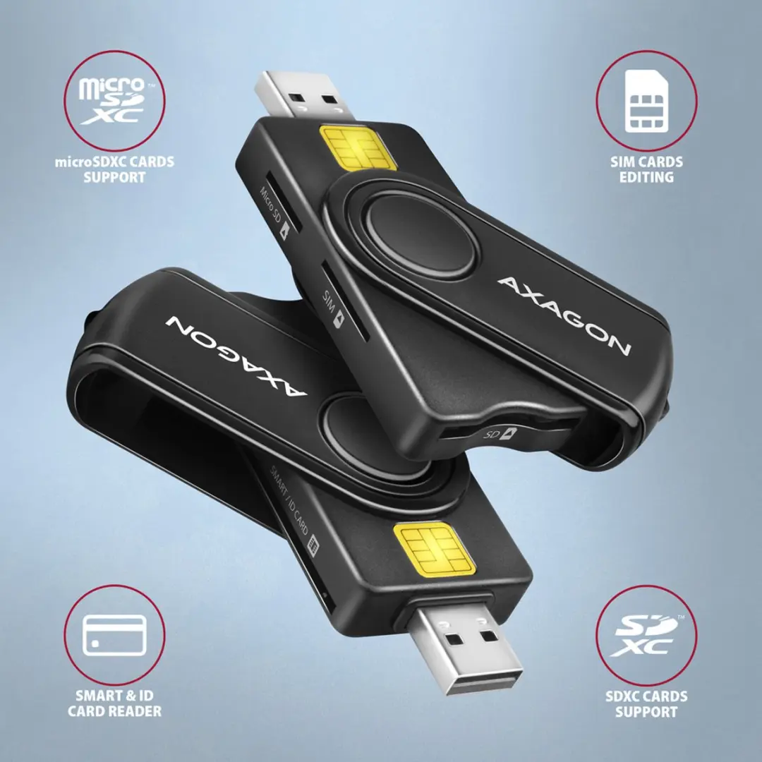 Axagon CRE-SMP2A Smartcardlezer - USB - Zwart