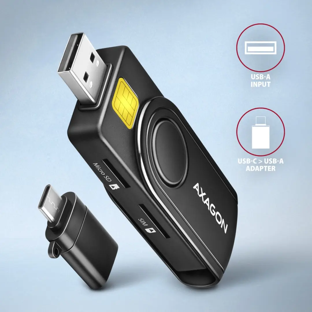 Axagon CRE-SMP2A Smartcardlezer - USB - Zwart - afbeelding 6 van 6