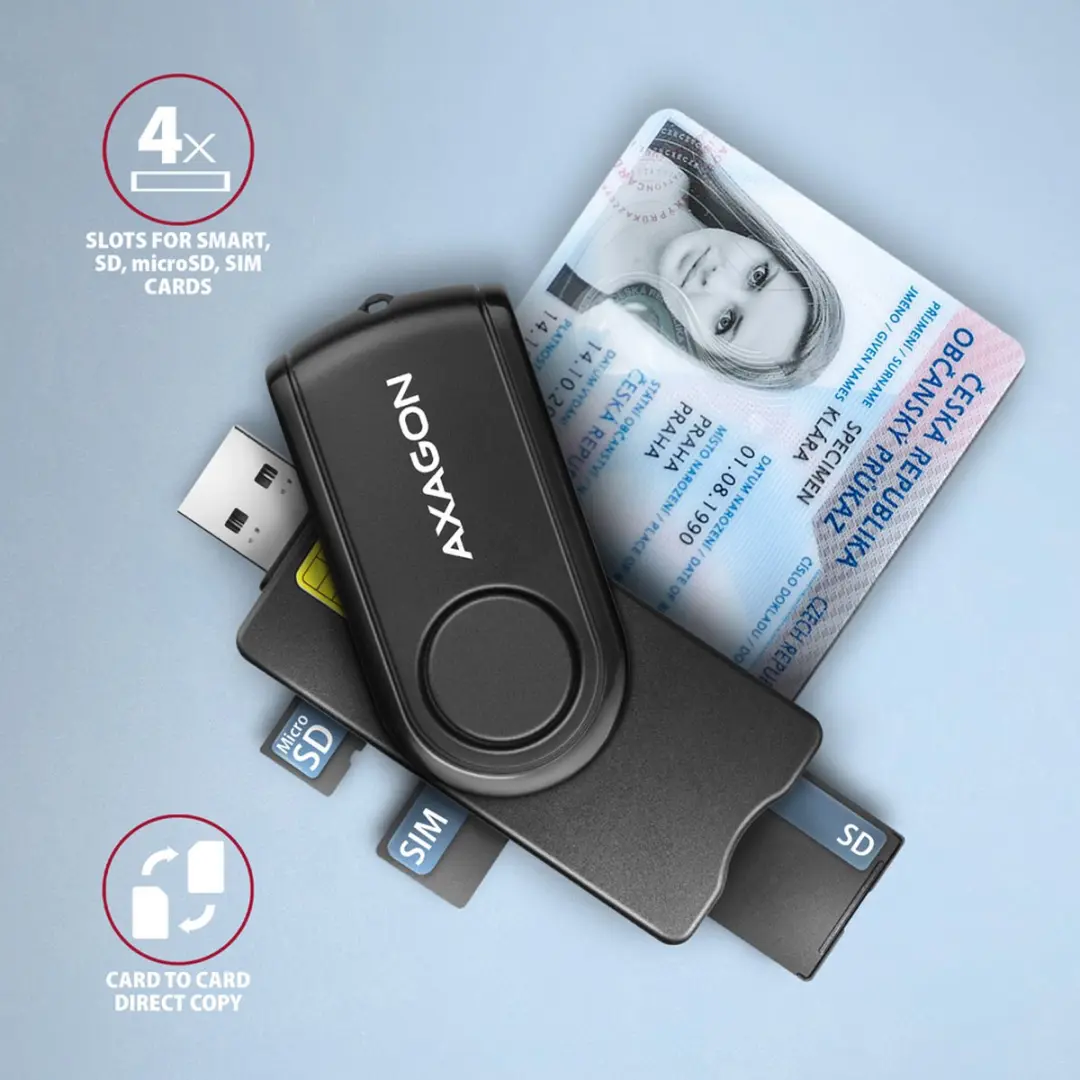 Axagon CRE-SMP2A Smartcardlezer - USB - Zwart