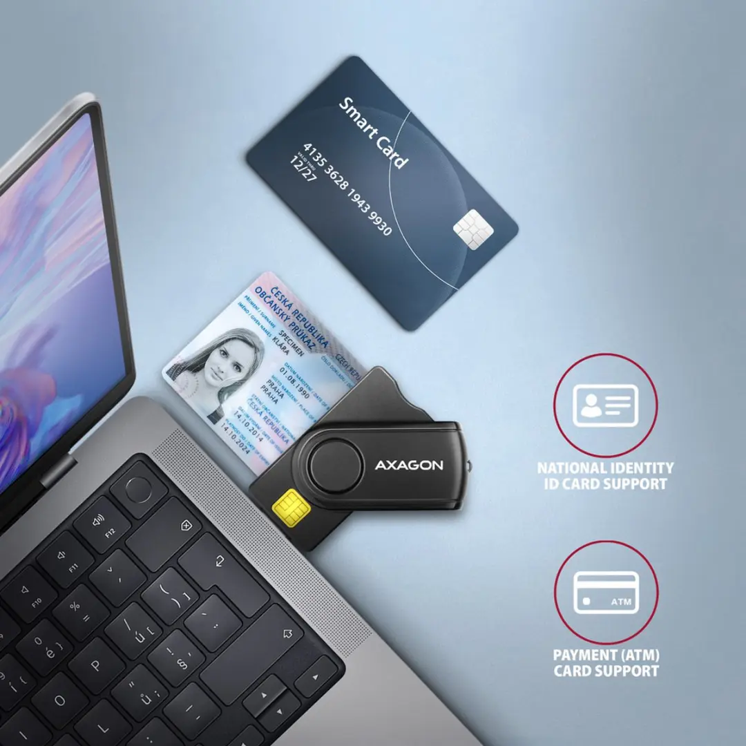 Axagon CRE-SMP2A Smartcardlezer - USB - Zwart