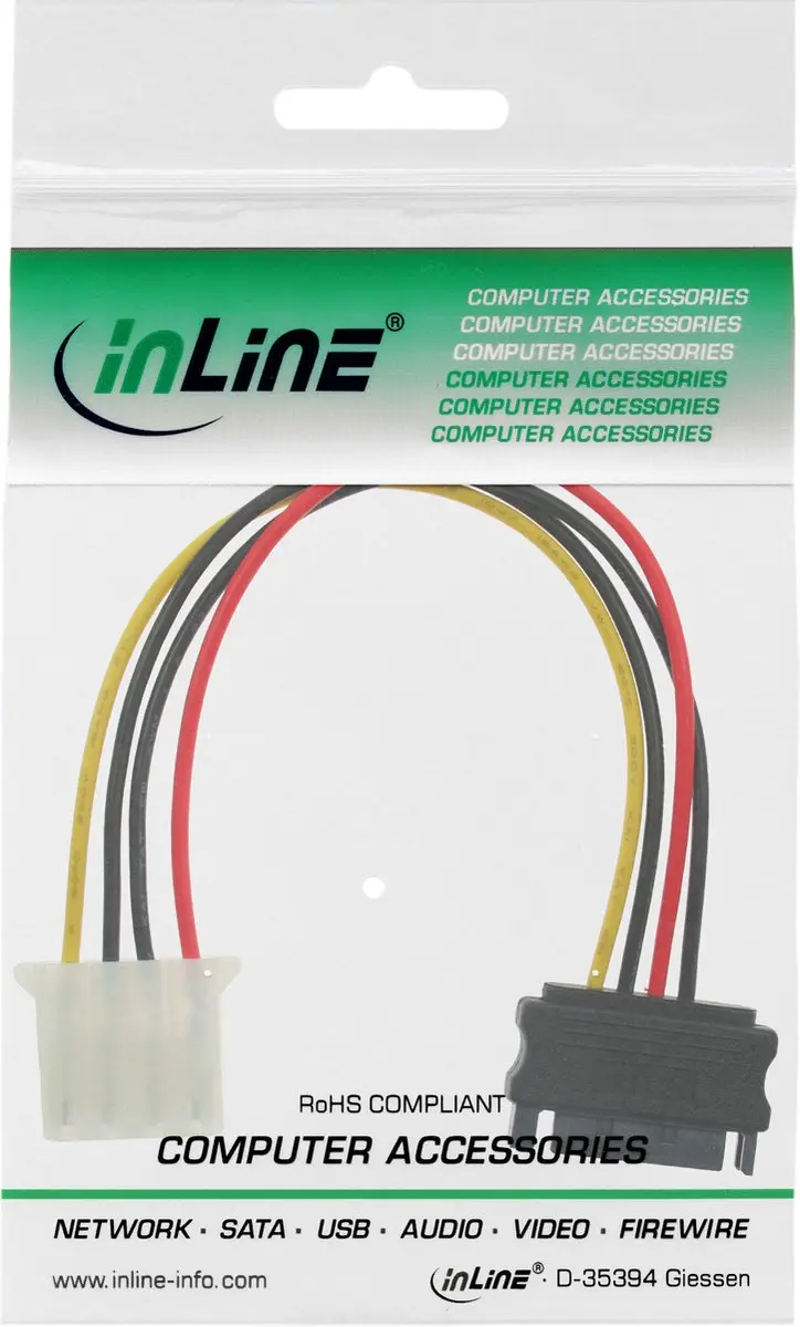 InLine SATA naar 4-pins Adapterkabel 0,15m - Meerkleurig