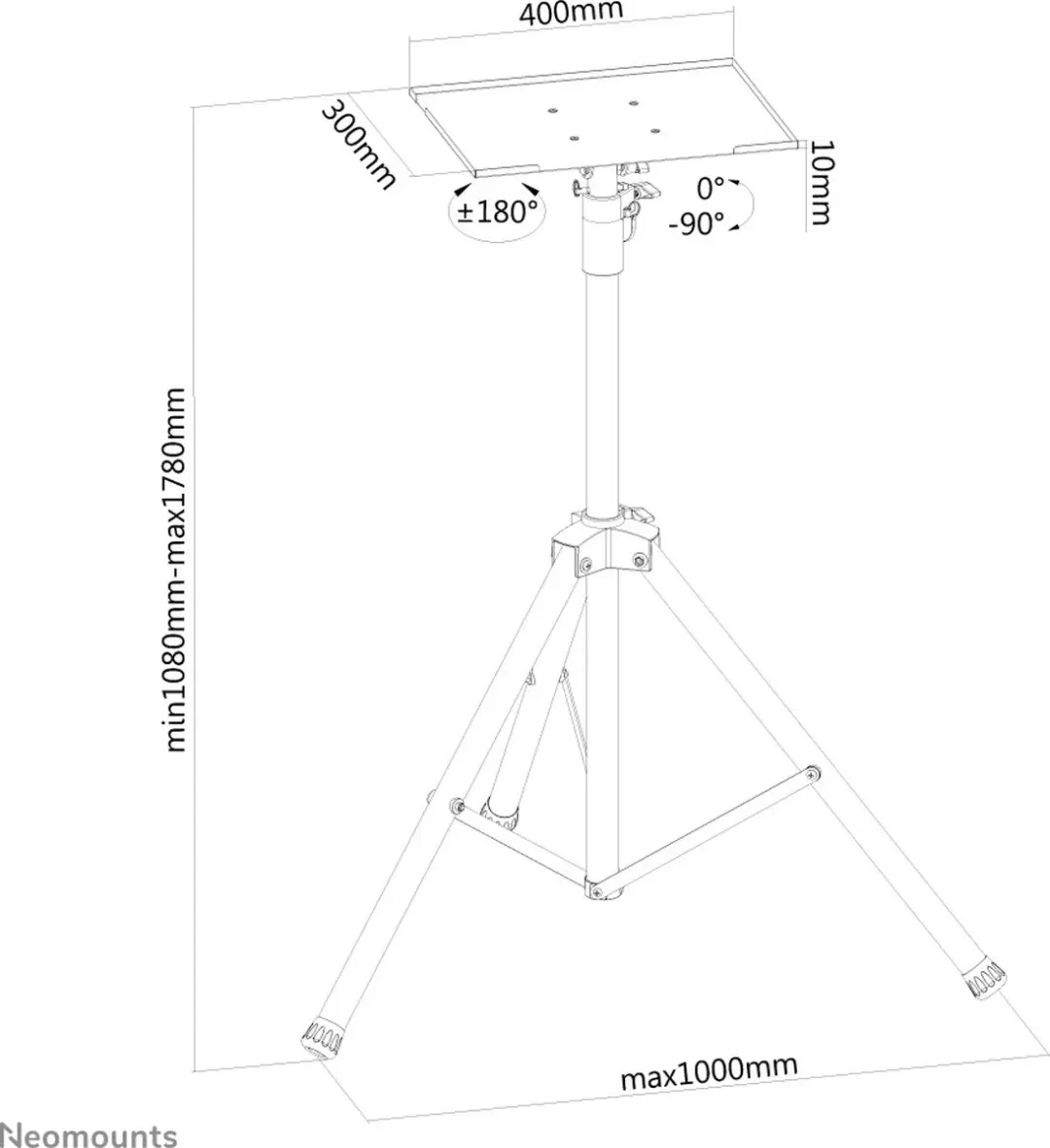 Neomounts NS-FS200BLACK Vloerstandaard 10-81.3" - Zwart - afbeelding 6 van 6