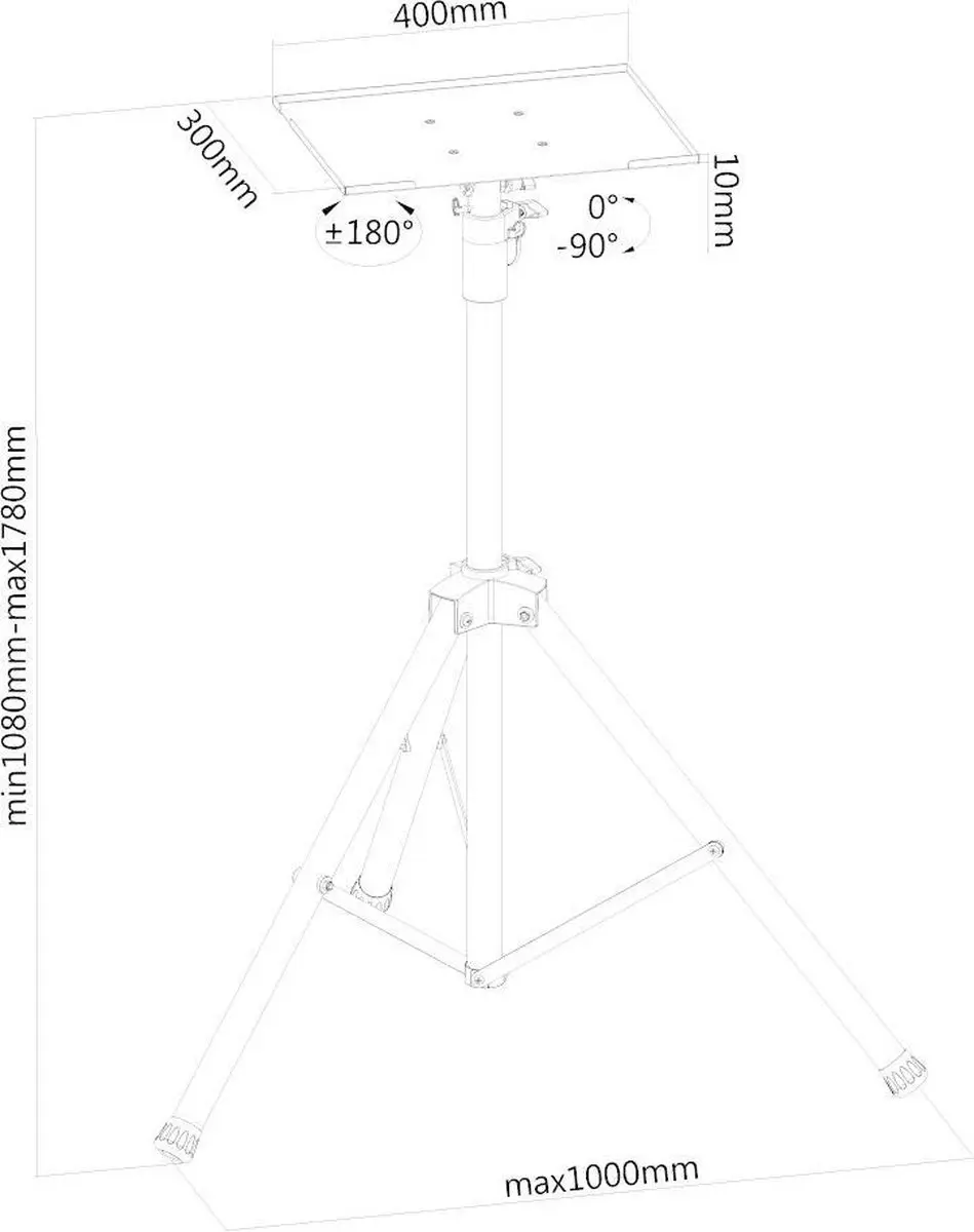 Neomounts NS-FS200BLACK Vloerstandaard 10-81.3" - Zwart