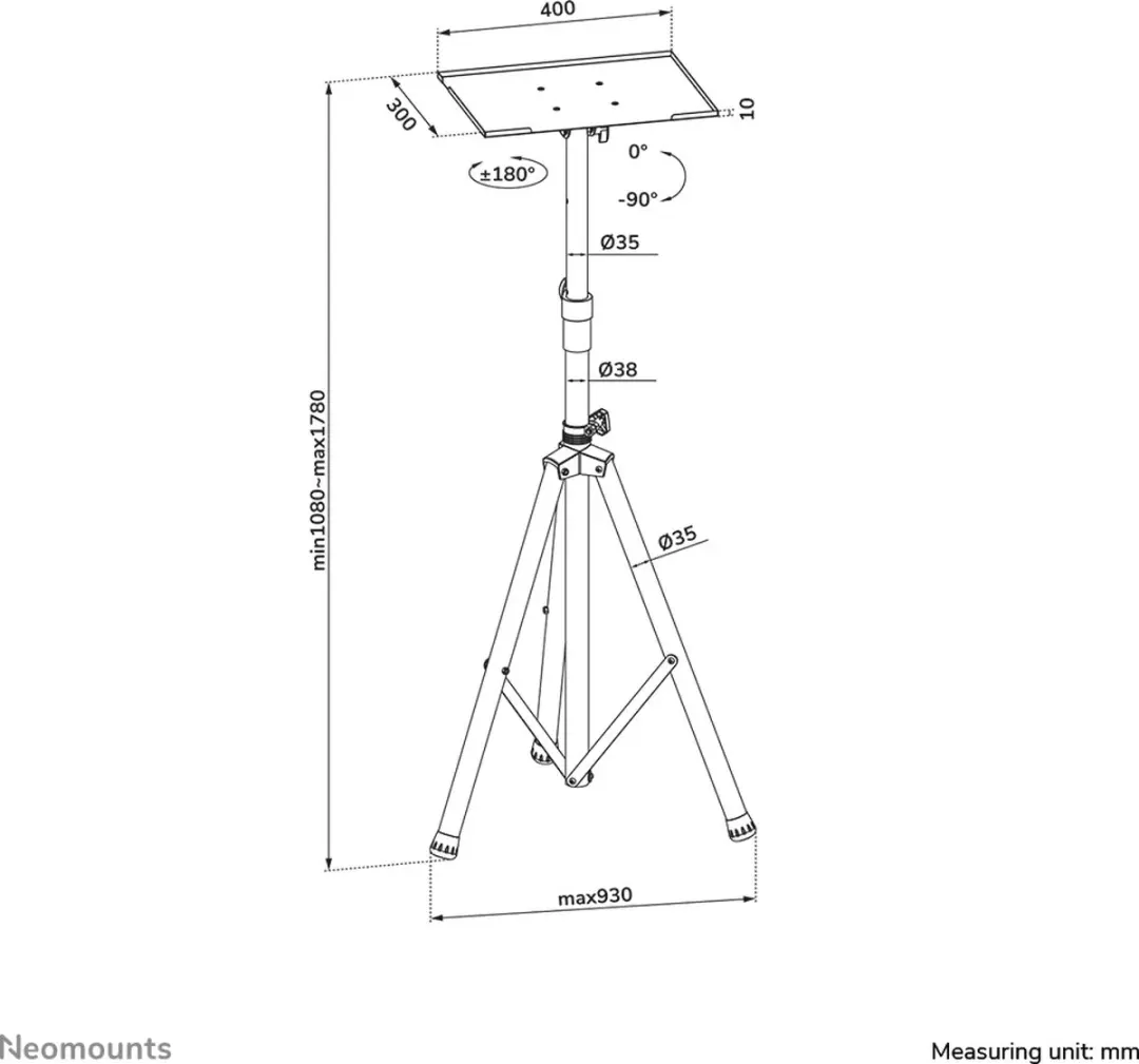 Neomounts NS-FS200BLACK Vloerstandaard 10-81.3" - Zwart