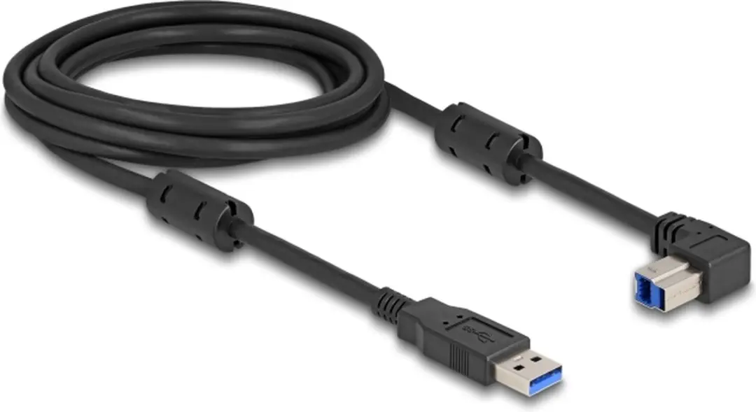 Delock USB-A naar USB-B haaks 5Gbps kabel - 3m - Zwart
