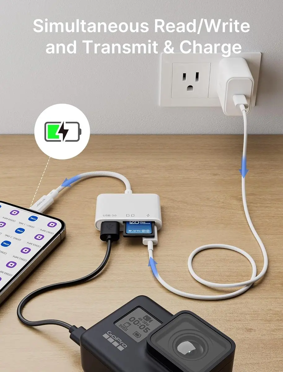 NÖRDIC CRD-058 USB C naar USB A Kaartlezer - SD/MicroSD - Wit - afbeelding 6 van 6