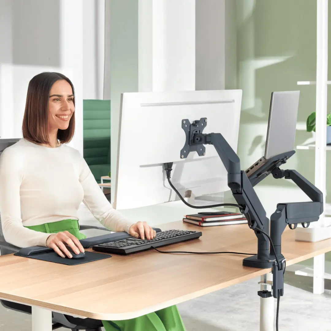 Leitz Ergo Ruimtebesparende Monitor- en Laptoparm 65380089 - 2 Schermen