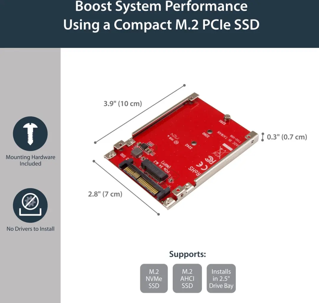 Startech U2M2E125 RAID Controllerkaart - Rood - afbeelding 6 van 6