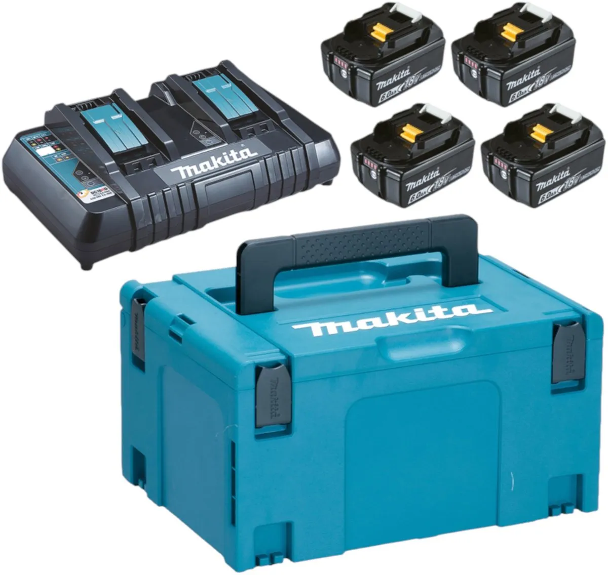 Makita 18V DC18RD Starterset - 4x 6,0Ah Accu