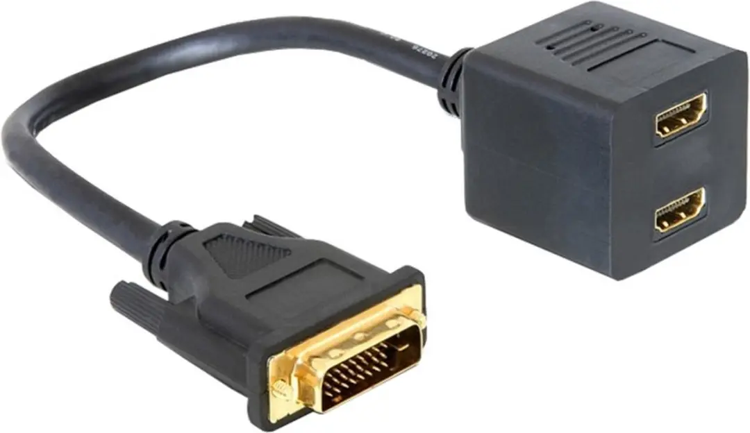 Delock DVI-D Dual Link naar 2x HDMI Splitter - 0,10m - Zwart