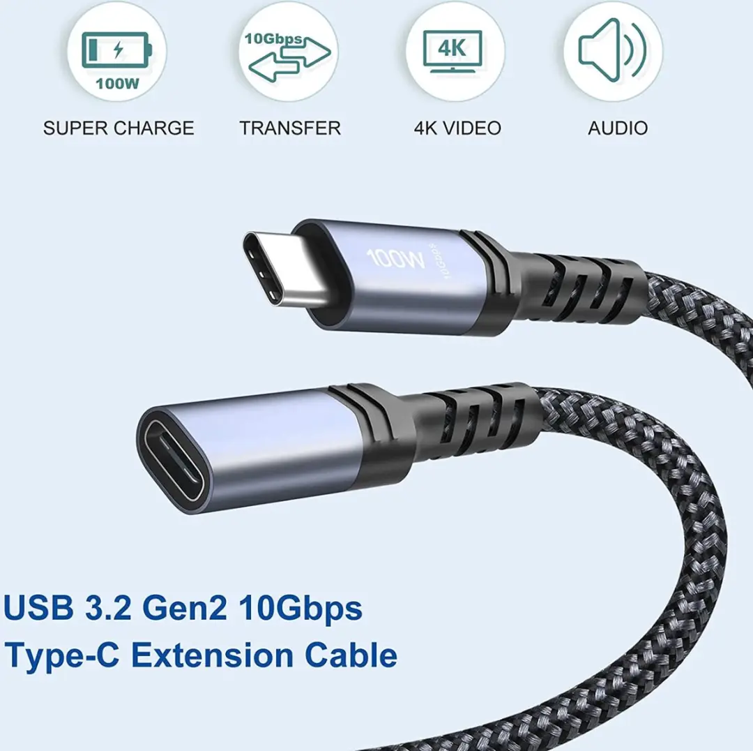NÖRDIC USBC-N1153 USB-C Kabel 25cm - 100W PD - 4K60Hz - Zwart