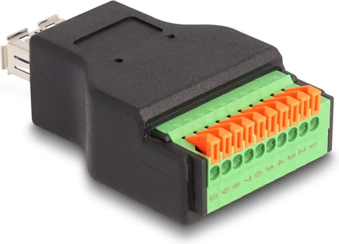 Delock USB 3.2 Gen 1 Type-A naar Terminalblok Adapter - Zwart/ Groen