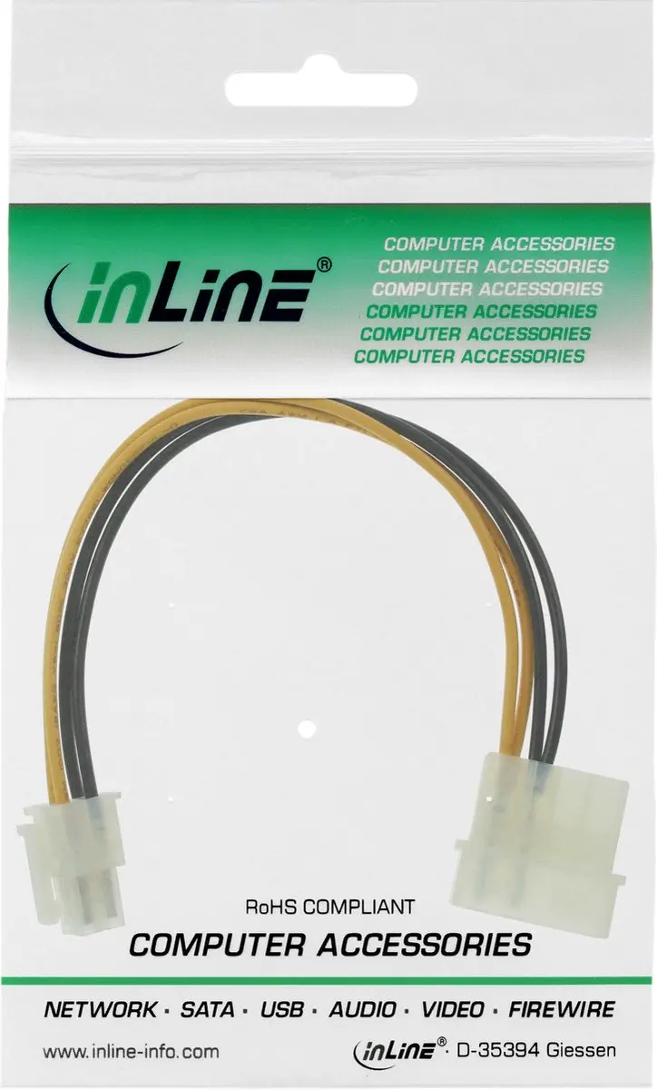 InLine Interne Power Adapter 4-pin 0,20m - Meerkleurig