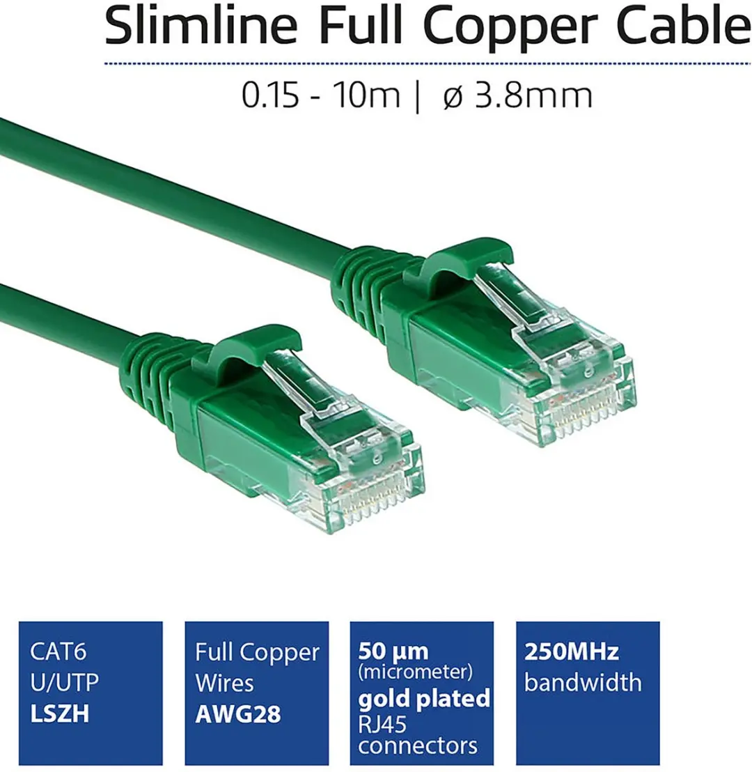 ACT Groene LSZH U/UTP CAT6 Patchkabel 0,25m - DC9752