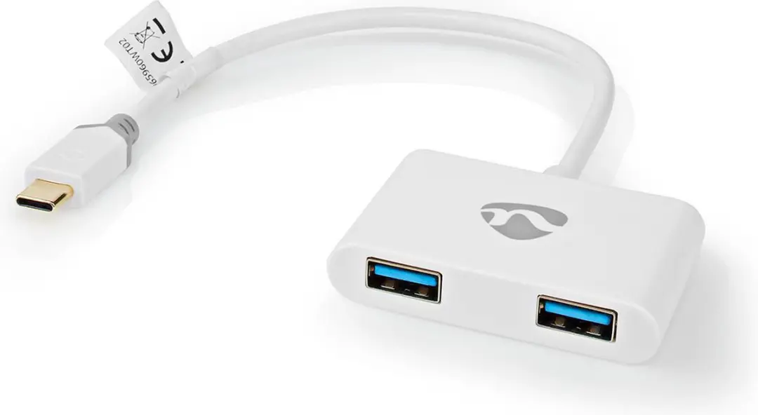 Nedis CCBW65960WT02 USB Multi-Port Adapter - USB-C naar 2x USB-A - 1000 Mbps - 20cm - Verguld